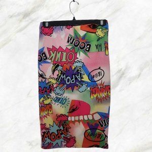 SEDUCTIONS graffiti pencil skirt medium